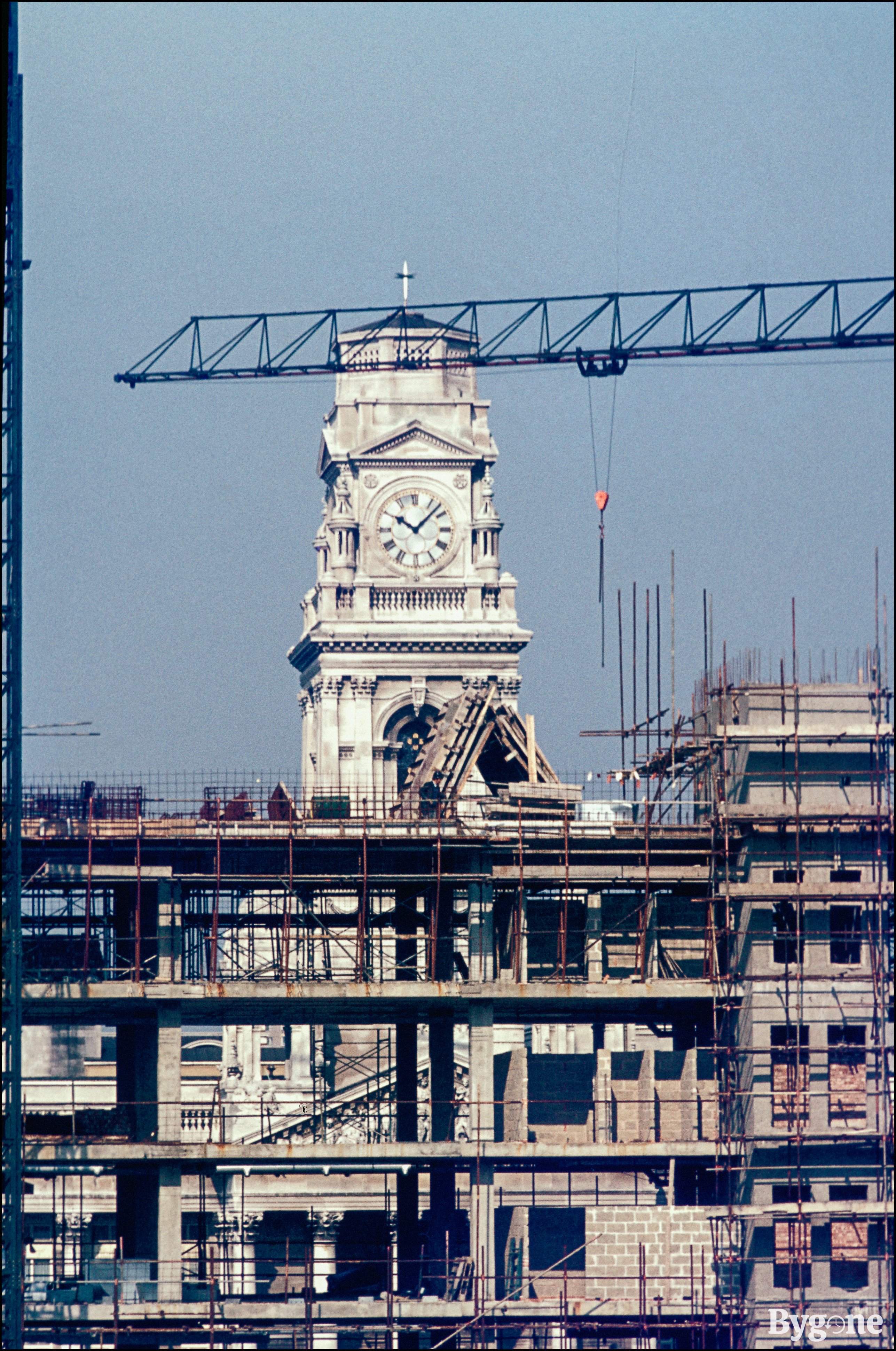 Council offices under construction, Portsmouth Guildhall in background.