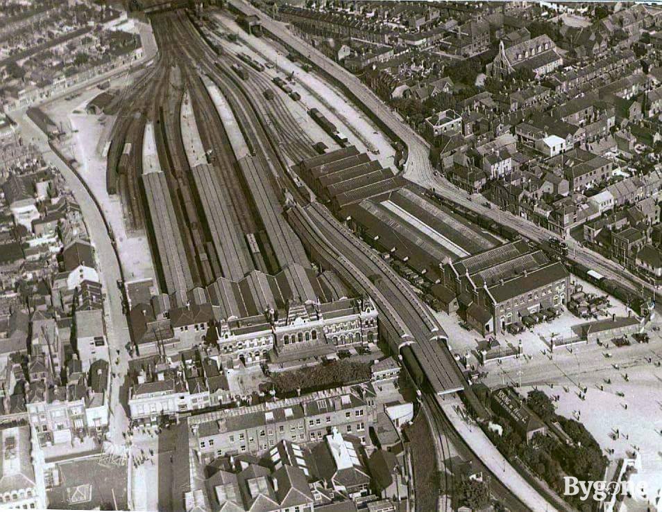 Portsmouth and Southsea station from the air