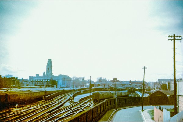 View of Guildhall and Portsmouth & Southsea Station from Canal Walk, Jacobs Ladder