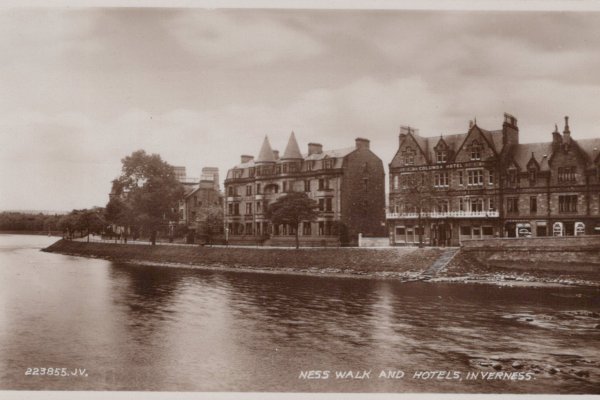 Ness Walk and hotels, Inverness